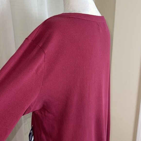 Lucky Brand XL Anemone Deep Pink Long Sleeve Ribbed Knit Snap Cotton Henley - Picture 10 of 16